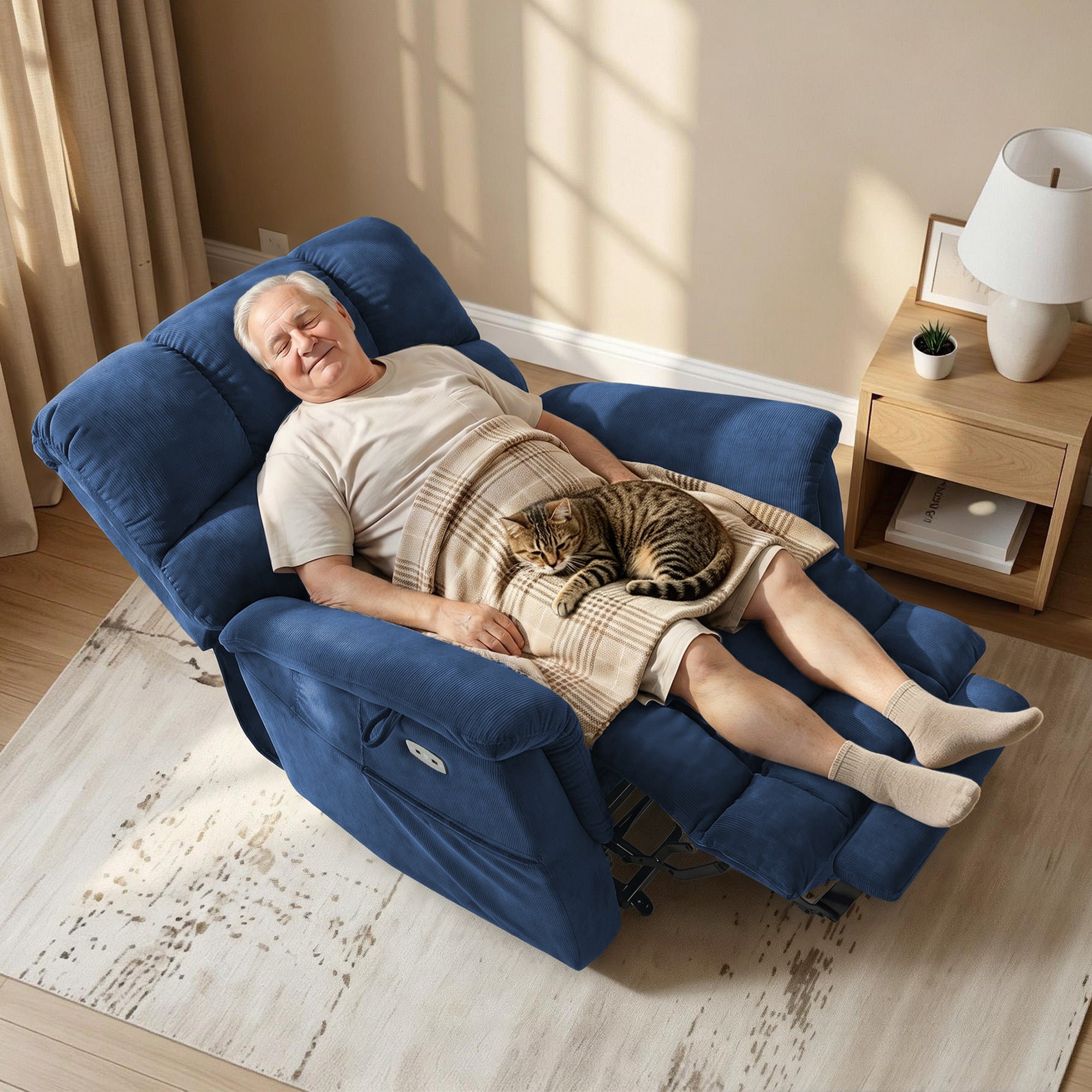 Dual Motor Power Lift Recliner Chair,  Massage and Lumbar&seat Heating, Fabric R7166