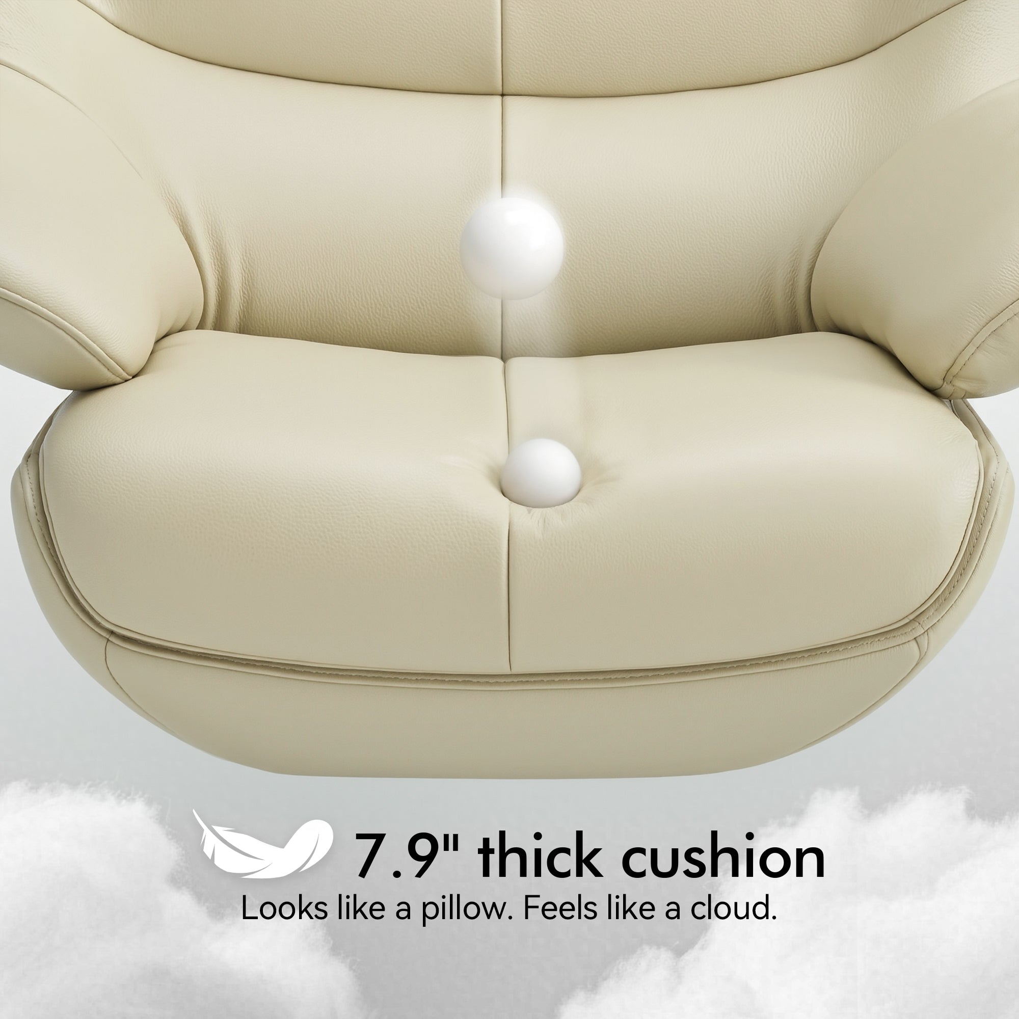Genuine Leather Recliner Chair with Ottoman, 360°Swivel Recliner with Adjustable Backrest, Accent Chair for Living Room A7100