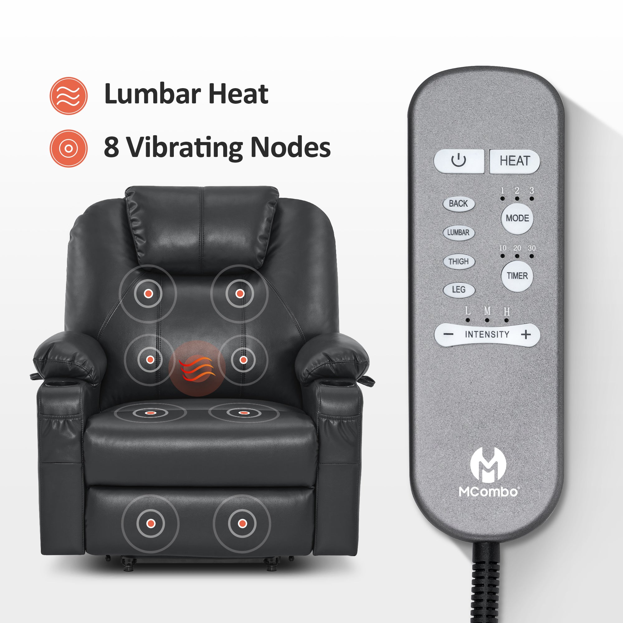Power Lift Recliner Chair for Elderly, Massage and Heat, Faux Leather 7040|7516|7141|R7045|R7510|R7042