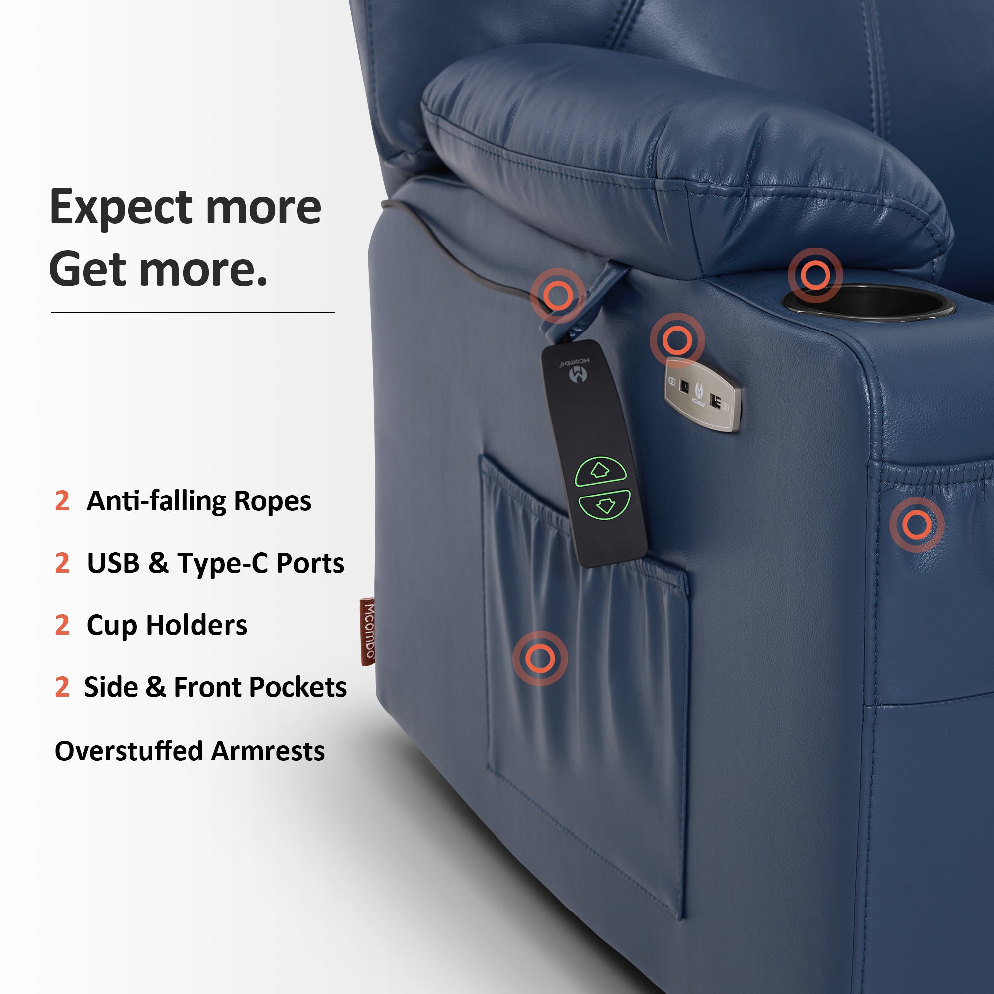Power Lift Recliner Chair for Elderly, Massage and Heat, Faux Leather 7040|7516|7141|R7045|R7510|R7042