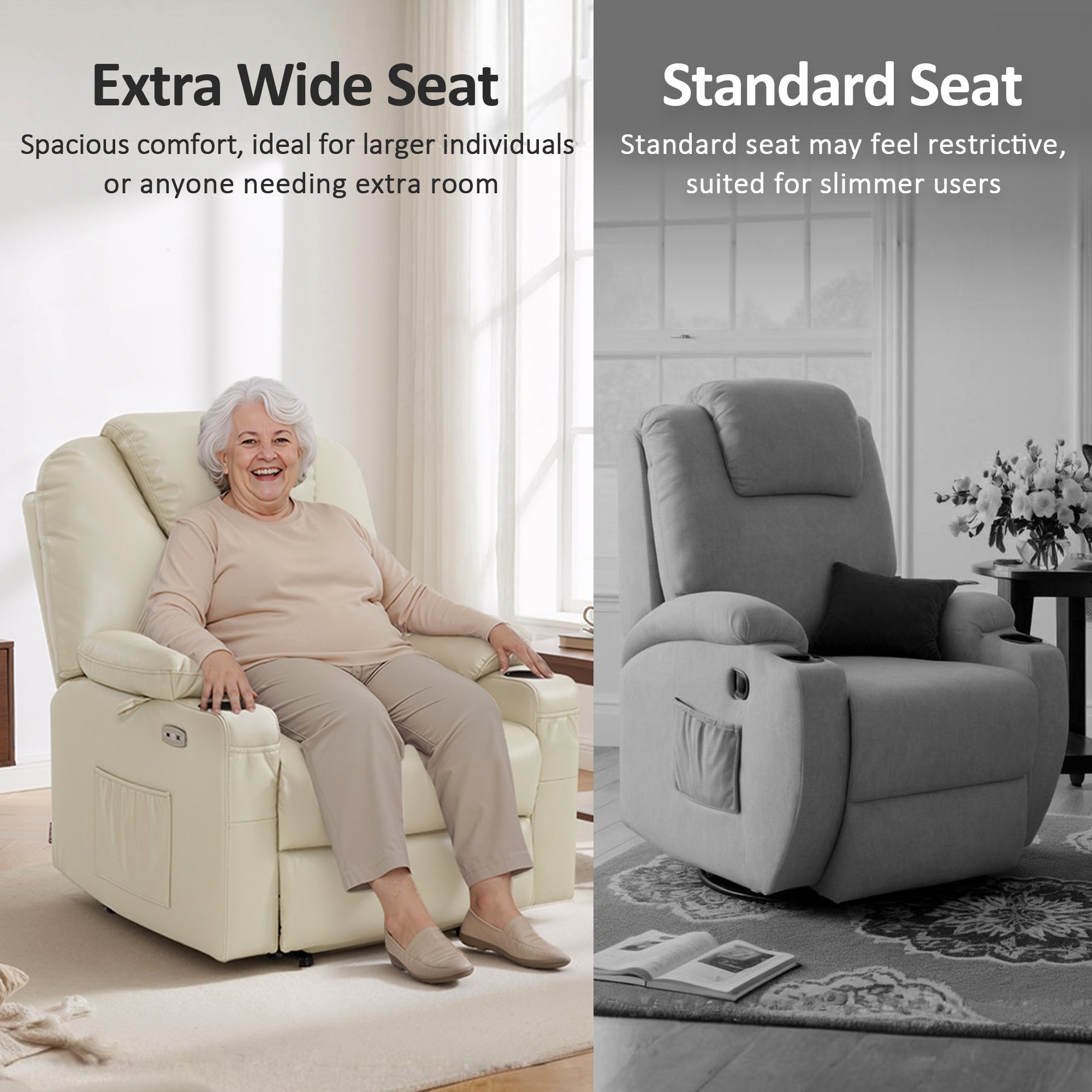 Power Lift Recliner Chair for Elderly, Massage and Heat, Faux Leather 7040|7516|7141|R7045|R7510|R7042