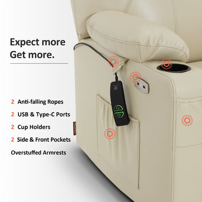 Power Lift Recliner Chair for Elderly, Massage and Heat, Faux Leather 7040|7516|7141|R7045|R7510|R7042