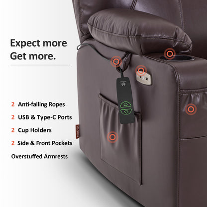 Power Lift Recliner Chair for Elderly, Massage and Heat, Faux Leather 7040|7516|7141|R7045|R7510|R7042