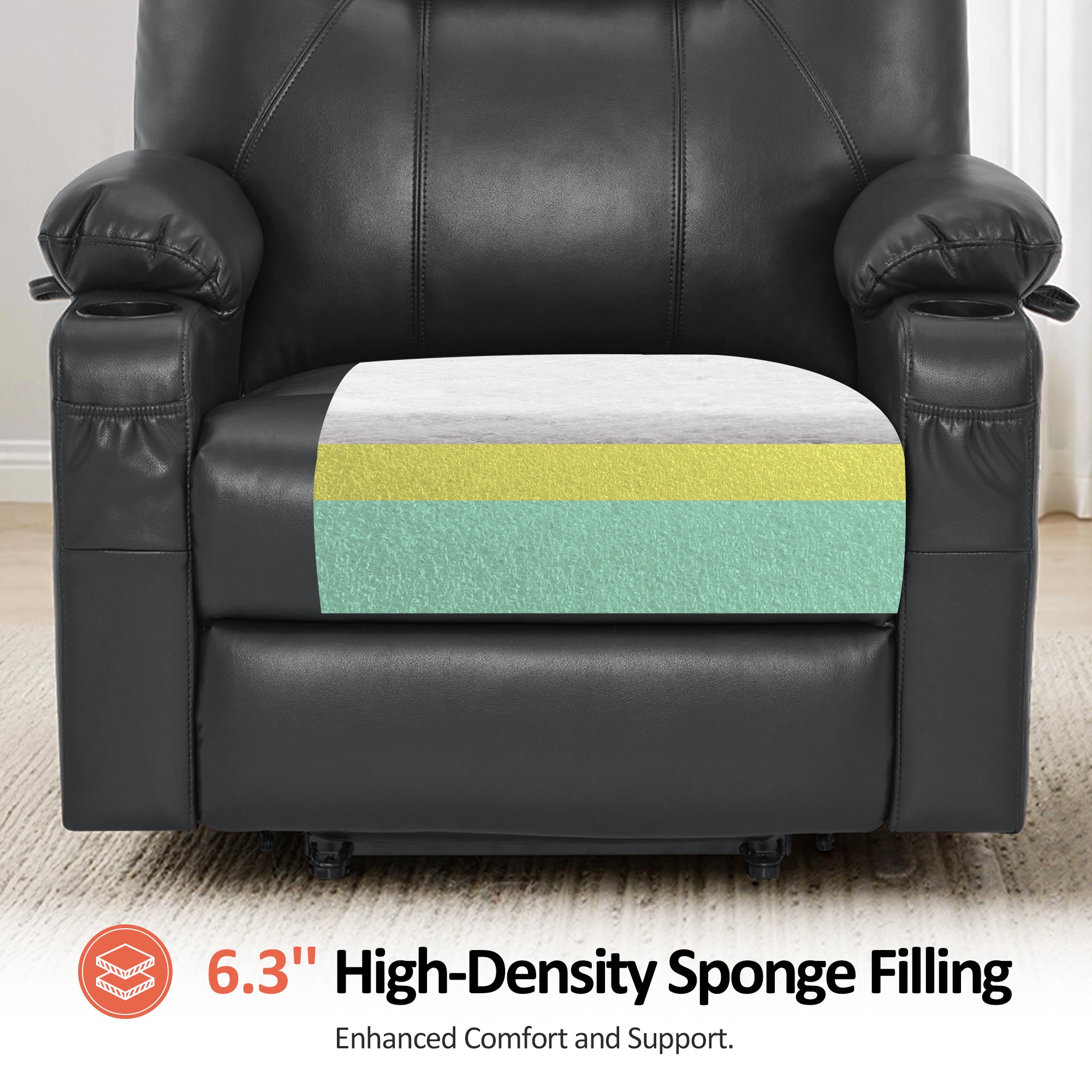 Power Lift Recliner Chair for Elderly, Massage and Heat, Faux Leather 7040|7516|7141|R7045|R7510|R7042