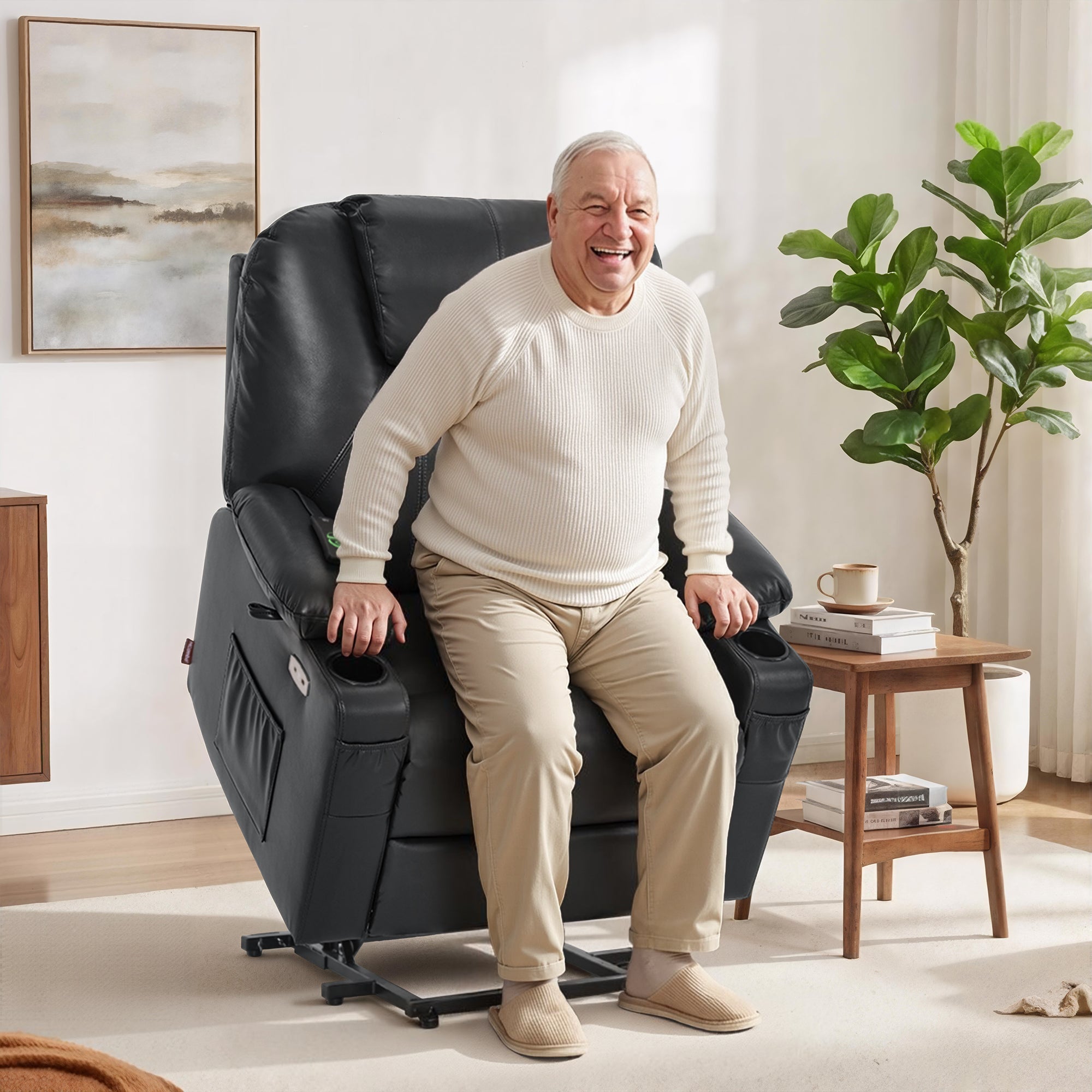 Power Lift Recliner Chair for Elderly, Massage and Heat, Faux Leather 7040|7516|7141|R7045|R7510|R7042
