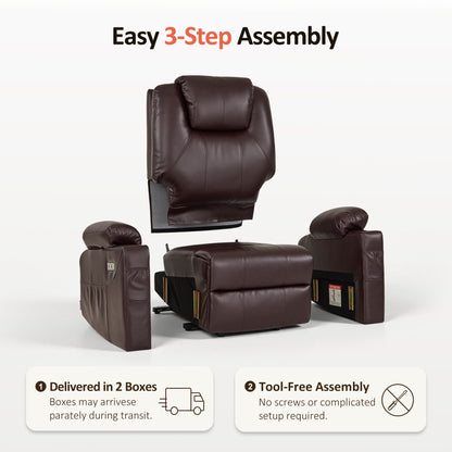 Power Lift Recliner Chair for Elderly, Massage and Heat, Faux Leather 7040|7516|7141|R7045|R7510|R7042