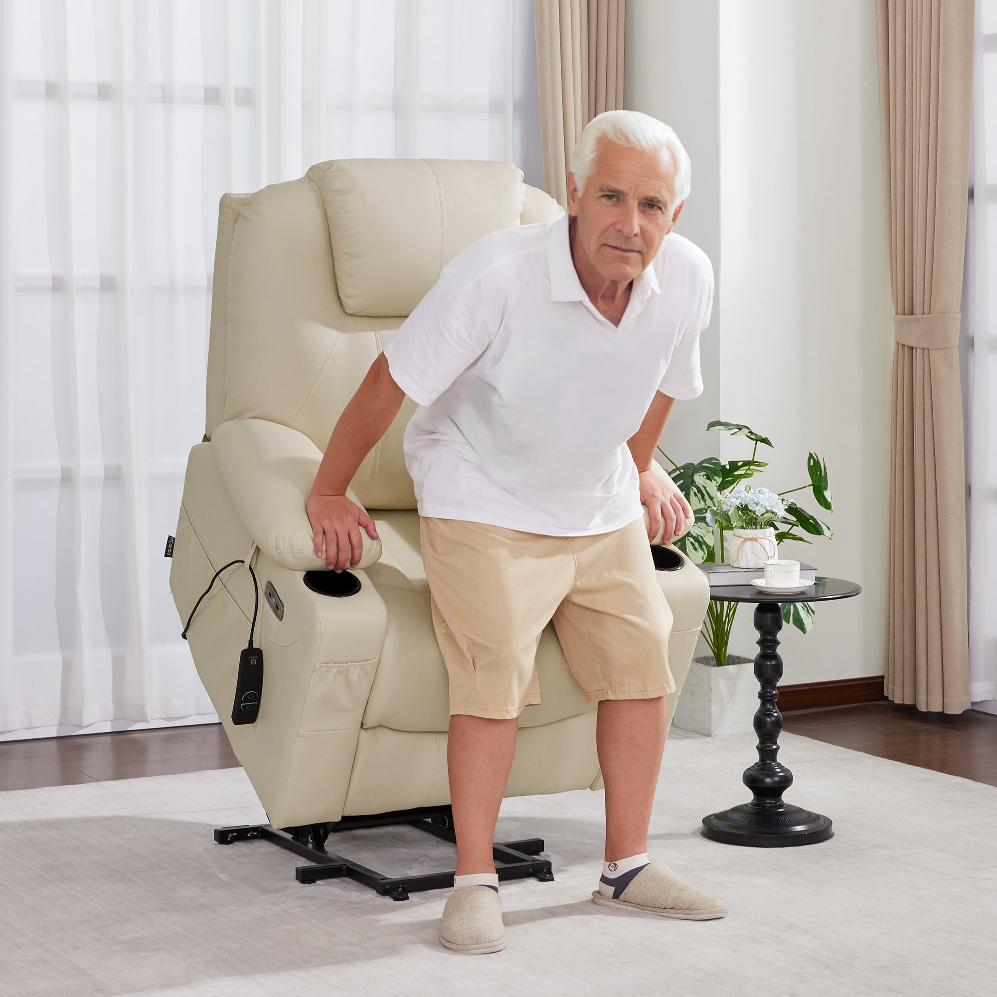 Power Lift Recliner Chair for Elderly, Massage and Heat, Faux Leather 7040|7516|7141|R7045|R7510