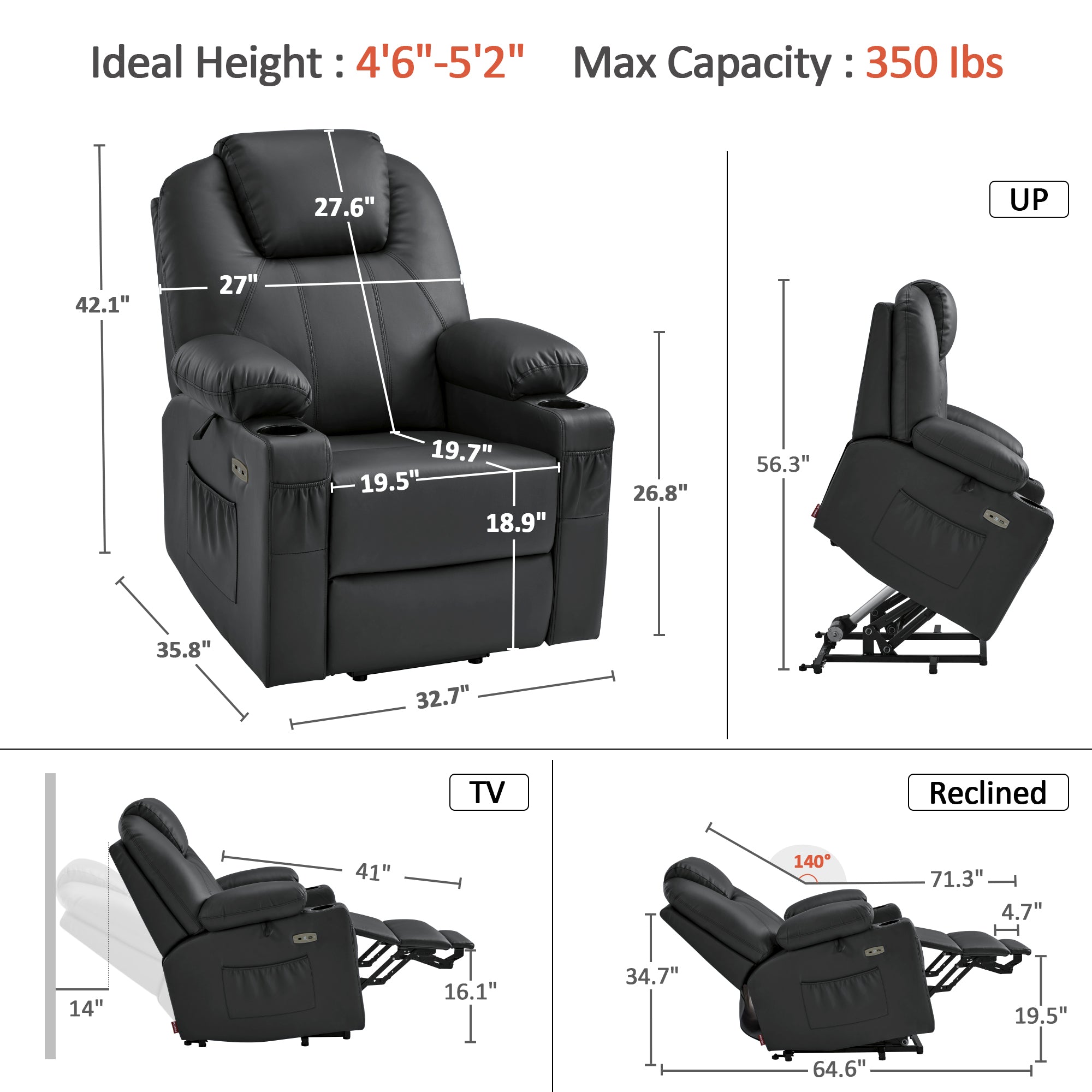 Massage and Heat, Lift Recliner Chair for Elderly