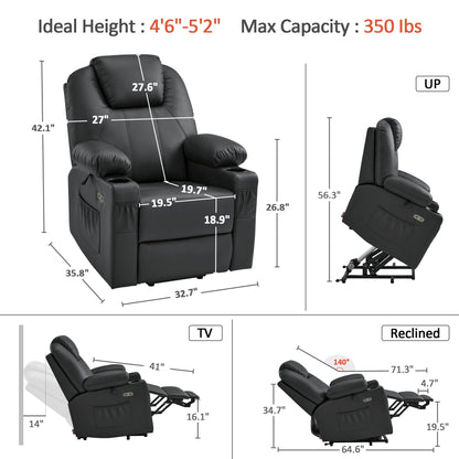 Massage and Heat, Lift Recliner Chair for Elderly