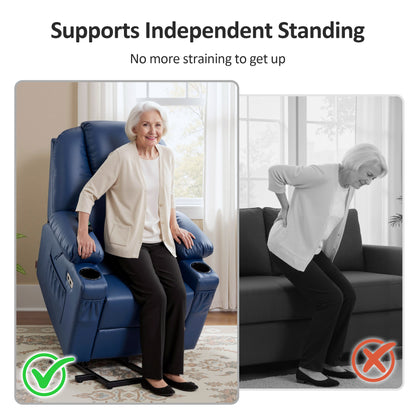 Power Lift Recliner Chair for Elderly, Massage and Heat, Faux Leather 7040|7516|7141|R7045|R7510|R7042
