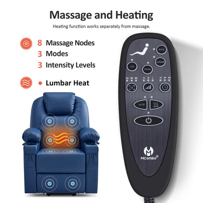 Power Lift Recliner Chair for Elderly, Massage and Heat, Faux Leather 7040|7516|7141|R7045|R7510|R7042