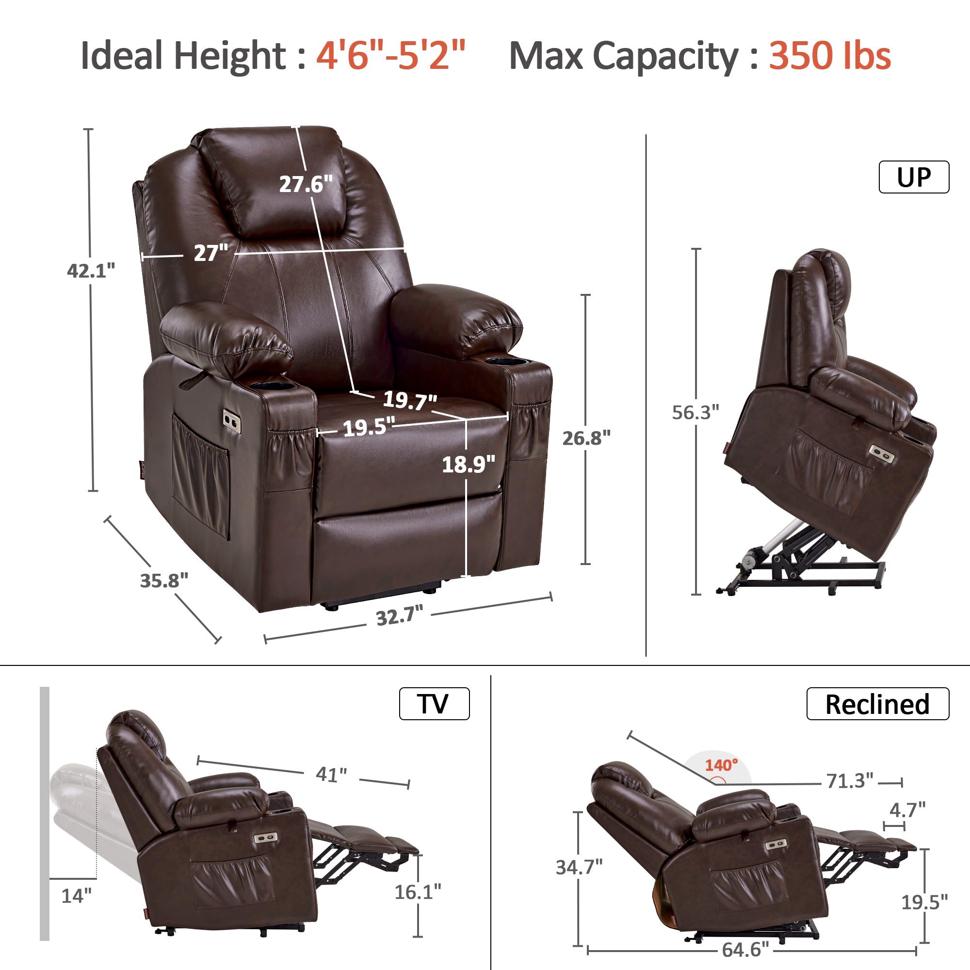 Massage and Heat, Lift Recliner Chair for Elderly