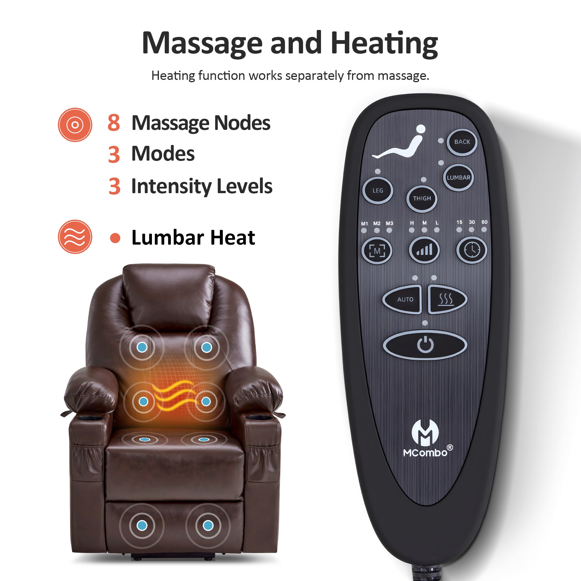 Massage and Heat, Lift Recliner Chair for Elderly