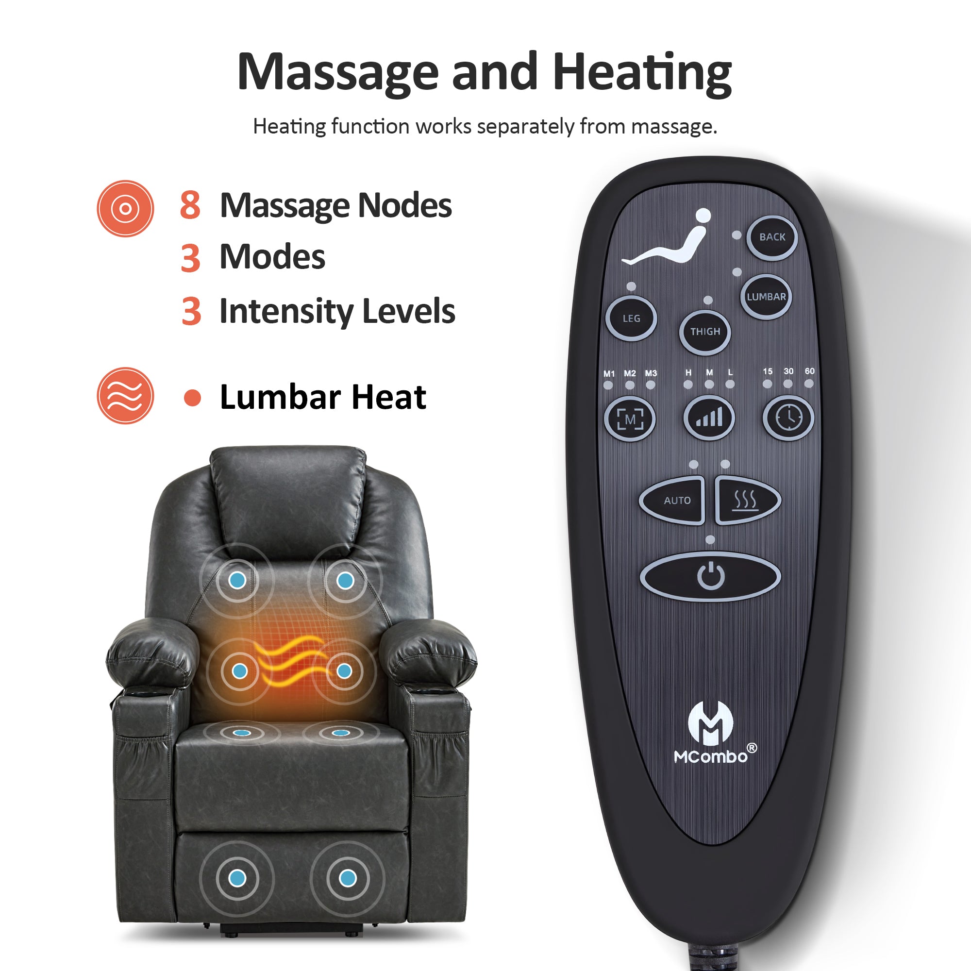 Massage and Heat, Lift Recliner Chair for Elderly