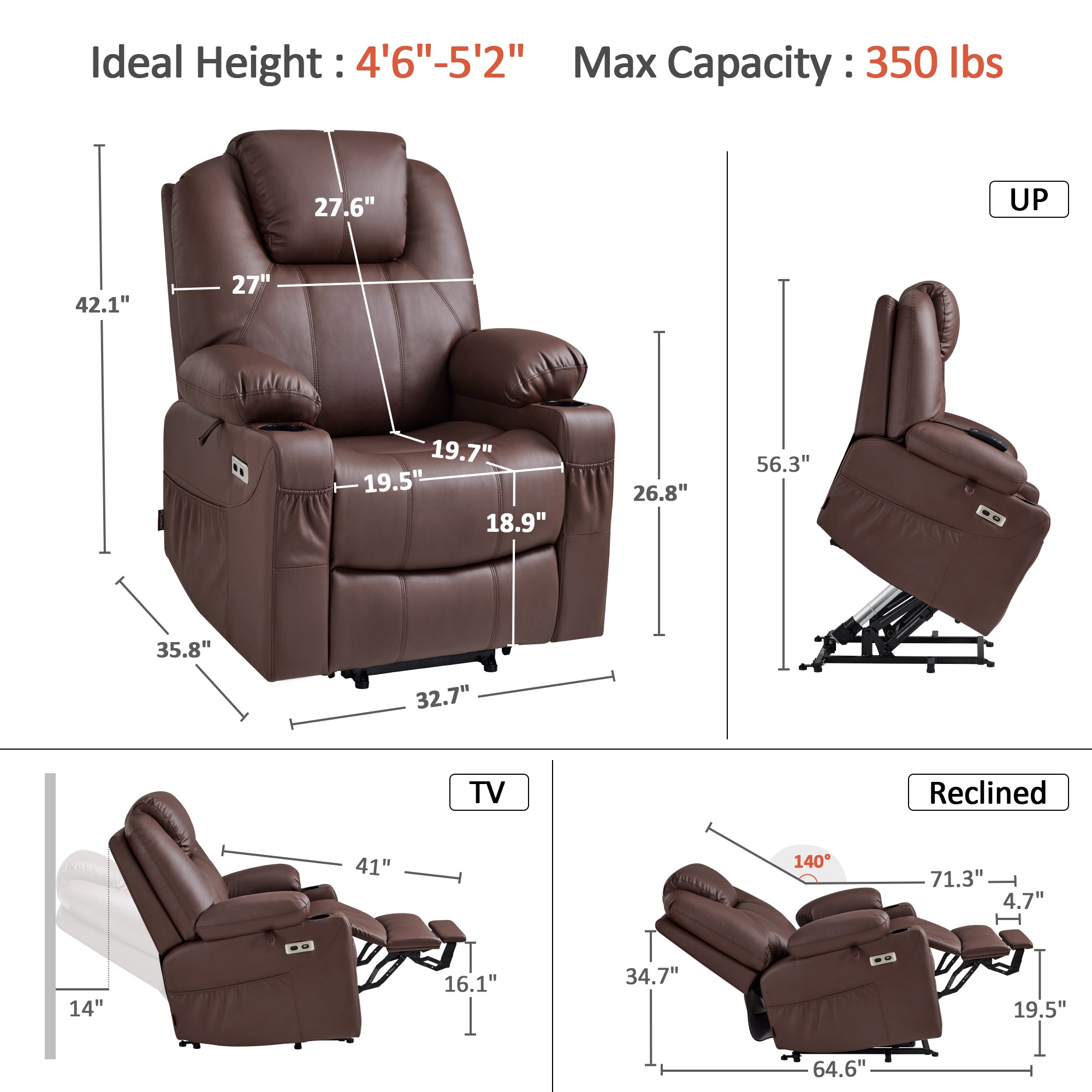 Massage and Heat, Lift Recliner Chair for Elderly