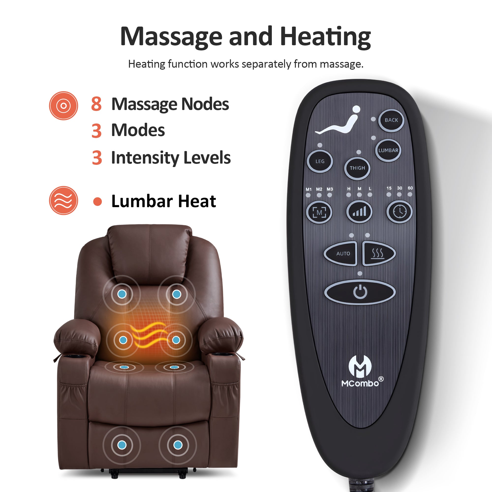 Massage and Heat, Lift Recliner Chair for Elderly