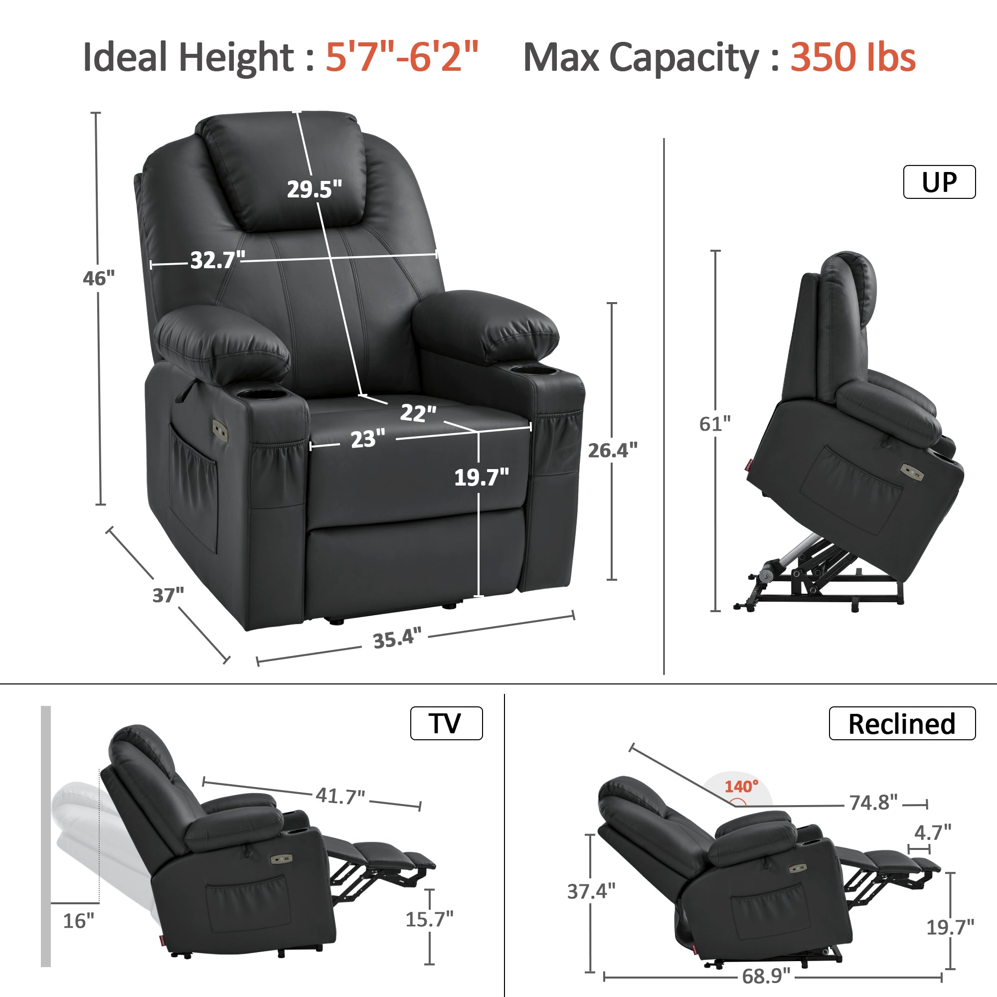 Massage and Heat, Lift Recliner Chair for Elderly