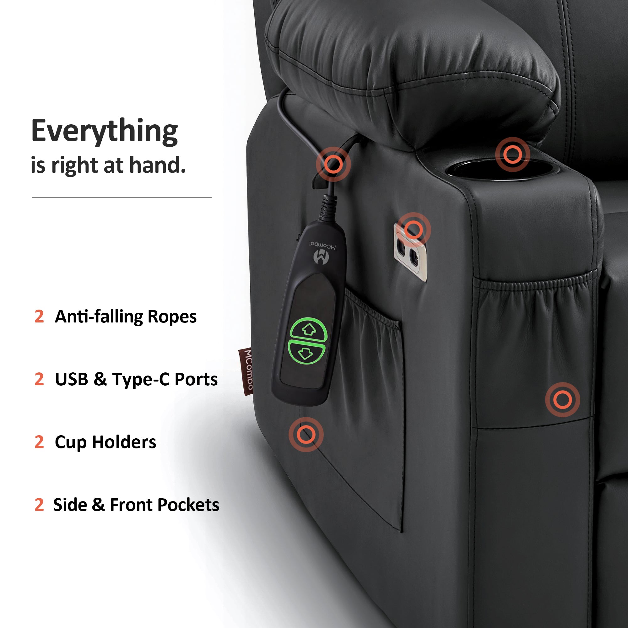 Massage and Heat, Lift Recliner Chair for Elderly
