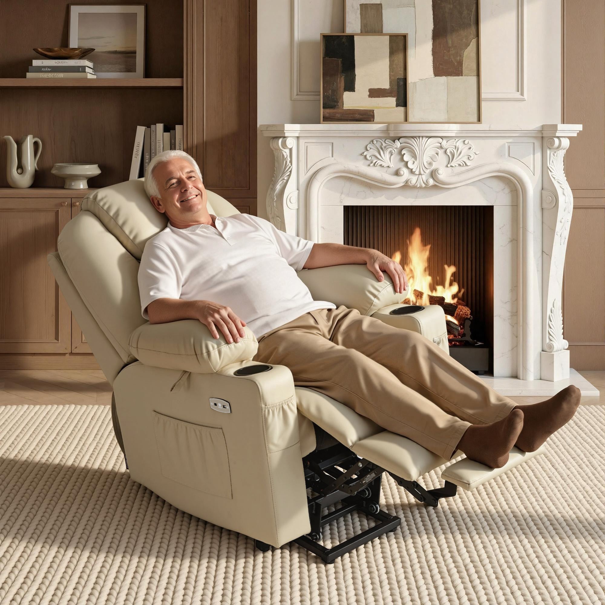 Power Lift Recliner Chair for Elderly, Massage and Heat, Faux Leather 7040|7516|7141|R7045|R7510|R7042