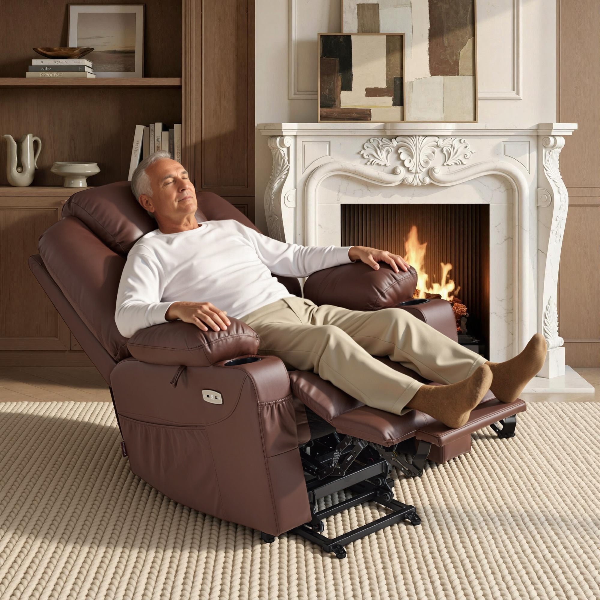 Power Lift Recliner Chair for Elderly, Massage and Heat, Faux Leather 7040|7516|7141|R7045|R7510|R7042