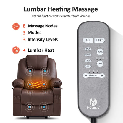 Power Lift Recliner Chair for Elderly, Massage and Heat, Faux Leather 7040|7516|7141|R7045|R7510|R7042