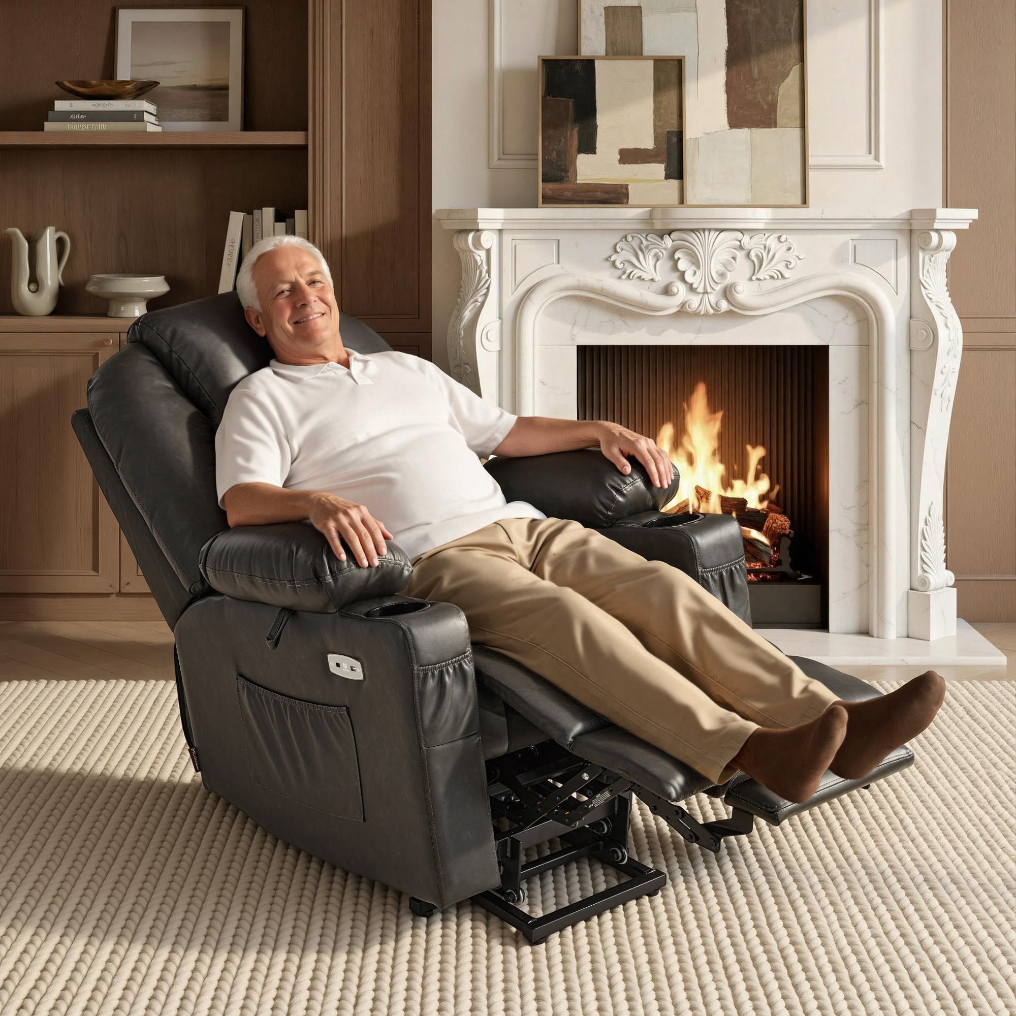 Power Lift Recliner Chair for Elderly, Massage and Heat, Faux Leather 7040|7516|7141|R7045|R7510|R7042