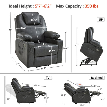 Power Lift Recliner Chair for Elderly, Massage and Heat, Faux Leather 7040|7516|7141|R7045|R7510|R7042