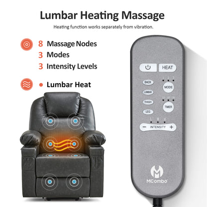 Power Lift Recliner Chair for Elderly, Massage and Heat, Faux Leather 7040|7516|7141|R7045|R7510|R7042