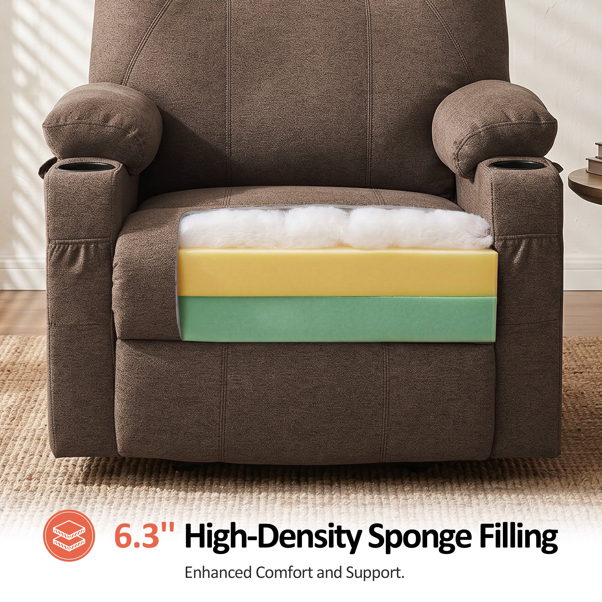 Power Lift Recliner Chair for Elderly, Massage and Heat, Fabric 7040|7516|7141|R7042|R7045|R7510