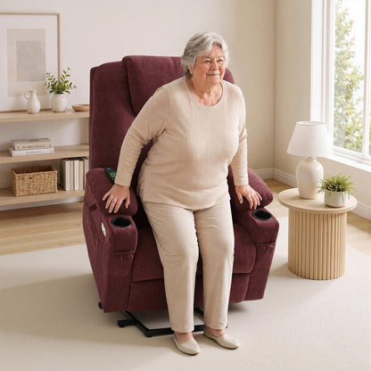 Power Lift Recliner Chair for Elderly, Massage and Heat, Fabric 7040|7516|7141|R7042|R7045|R7510