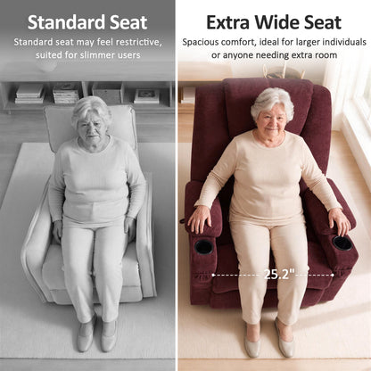 Power Lift Recliner Chair for Elderly, Massage and Heat, Fabric 7040|7516|7141|R7042|R7045|R7510