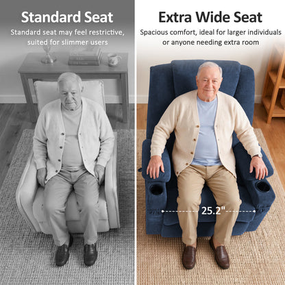 Power Lift Recliner Chair for Elderly, Massage and Heat, Fabric 7040|7516|7141|R7042|R7045|R7510