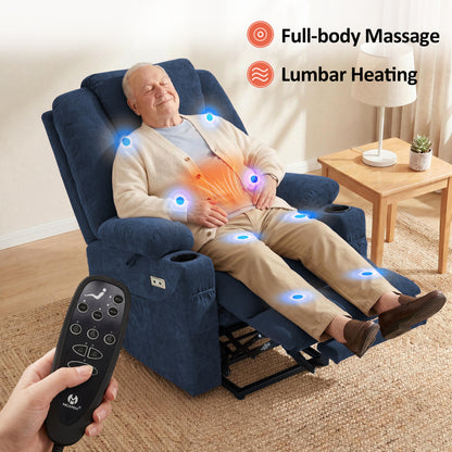 Power Lift Recliner Chair for Elderly, Massage and Heat, Fabric 7040|7516|7141|R7042|R7045|R7510