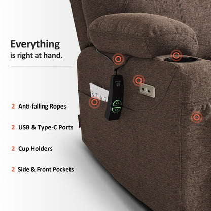 Power Lift Recliner Chair for Elderly, Massage and Heat, Fabric 7040|7516|7141|R7042|R7045|R7510