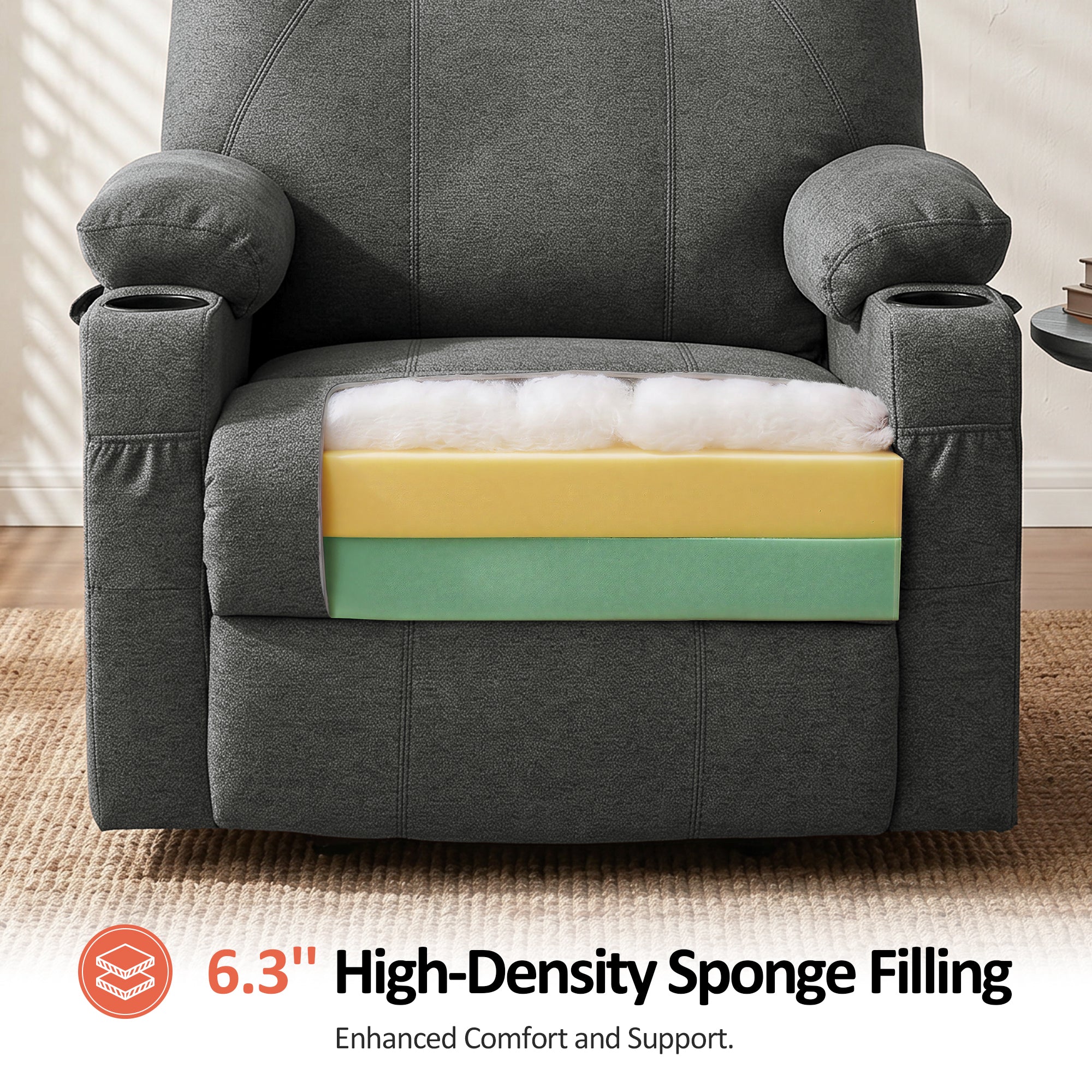 Power Lift Recliner Chair for Elderly, Massage and Heat, Fabric 7040|7516|7141|R7042|R7045|R7510