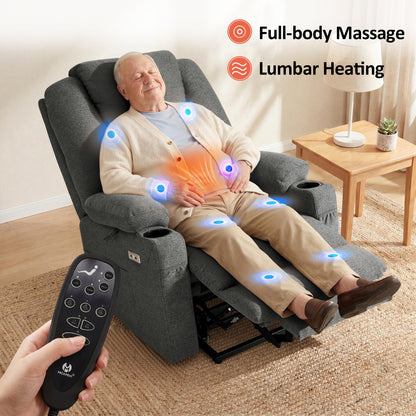 Power Lift Recliner Chair for Elderly, Massage and Heat, Fabric 7040|7516|7141|R7042|R7045|R7510