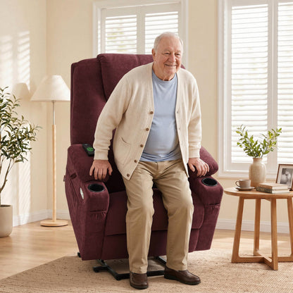 Power Lift Recliner Chair for Elderly, Massage and Heat, Fabric 7040|7516|7141|R7042|R7045|R7510