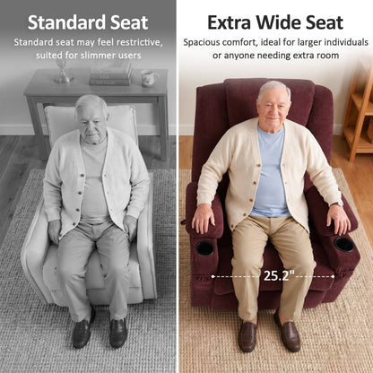 Power Lift Recliner Chair for Elderly, Massage and Heat, Fabric 7040|7516|7141|R7042|R7045|R7510