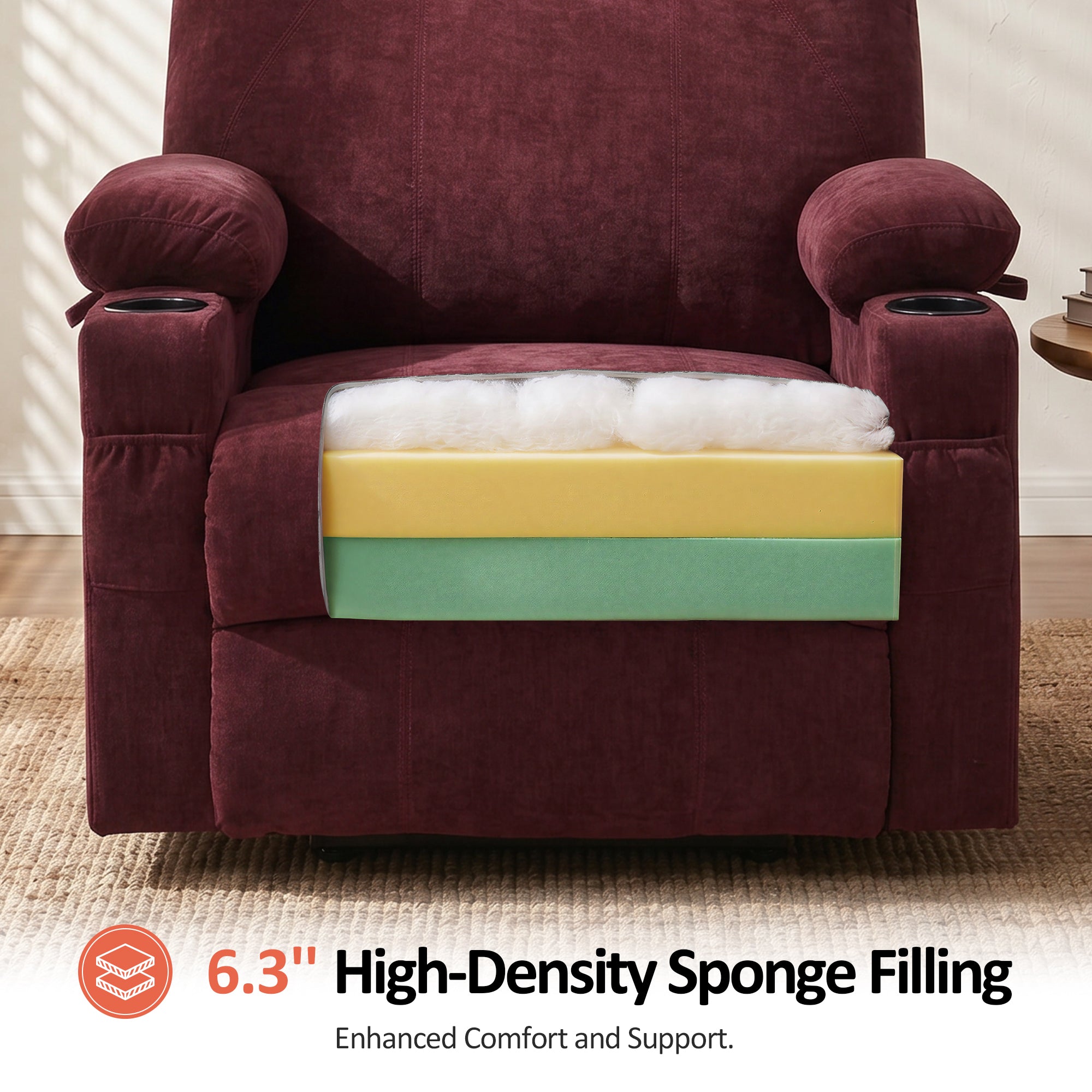 Power Lift Recliner Chair for Elderly, Massage and Heat, Fabric 7040|7516|7141|R7042|R7045|R7510