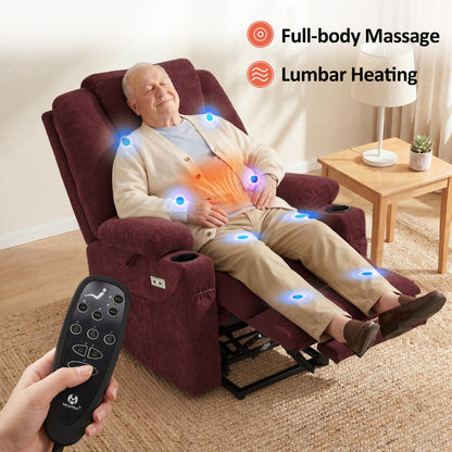 Power Lift Recliner Chair for Elderly, Massage and Heat, Fabric 7040|7516|7141|R7042|R7045|R7510