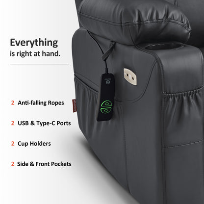 Power Lift Recliner Chair for Elderly, Massage and Heat, Faux Leather 7040|7516|7141|R7045|R7510