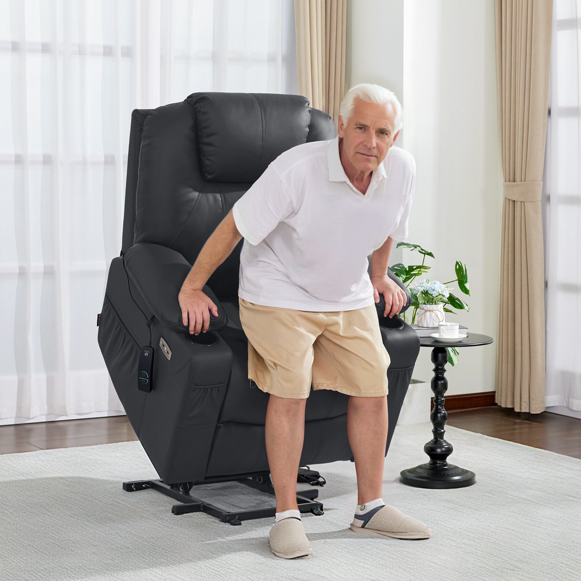 Power Lift Recliner Chair for Elderly, Massage and Heat, Faux Leather 7040|7516|7141|R7045|R7510