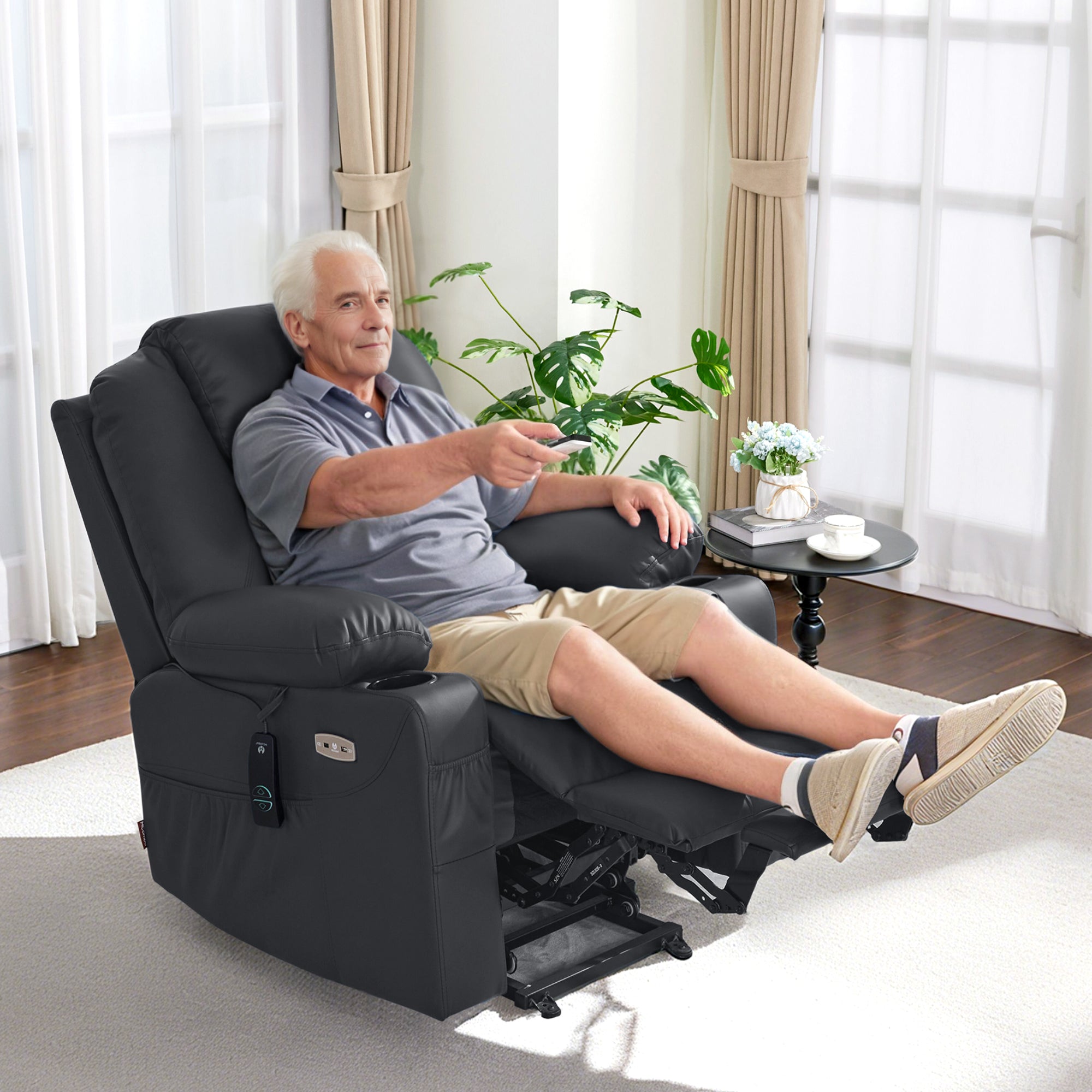 Power Lift Recliner Chair for Elderly, Massage and Heat, Faux Leather 7040|7516|7141|R7045|R7510