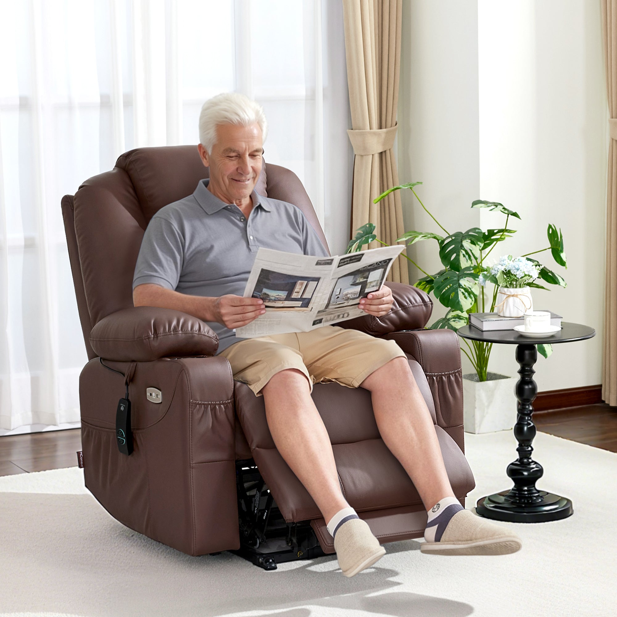 Power Lift Recliner Chair for Elderly, Massage and Heat, Faux Leather 7040|7516|7141|R7045|R7510