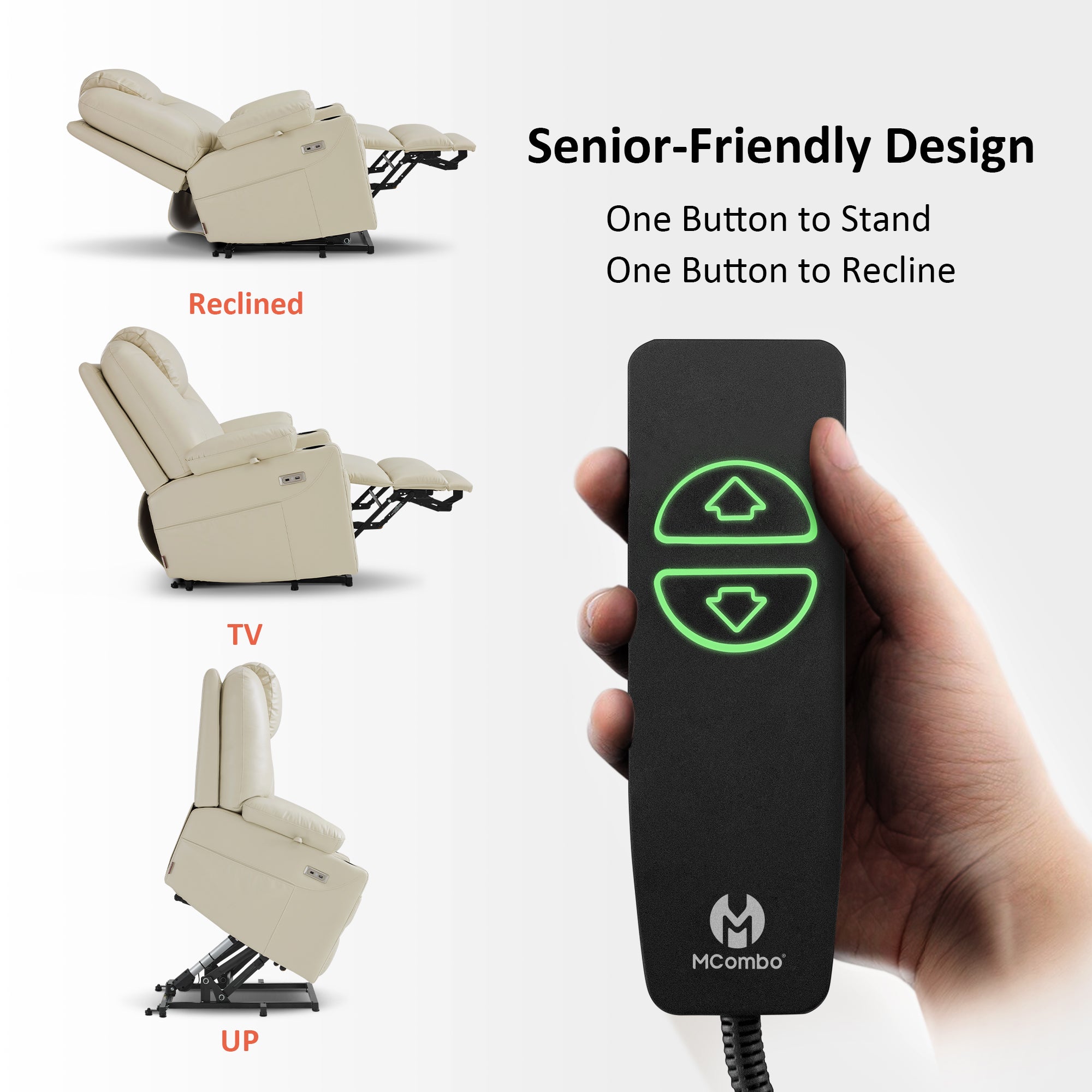 Power Lift Recliner Chair for Elderly, Massage and Heat, Faux Leather 7040|7516|7141|R7045|R7510|R7042