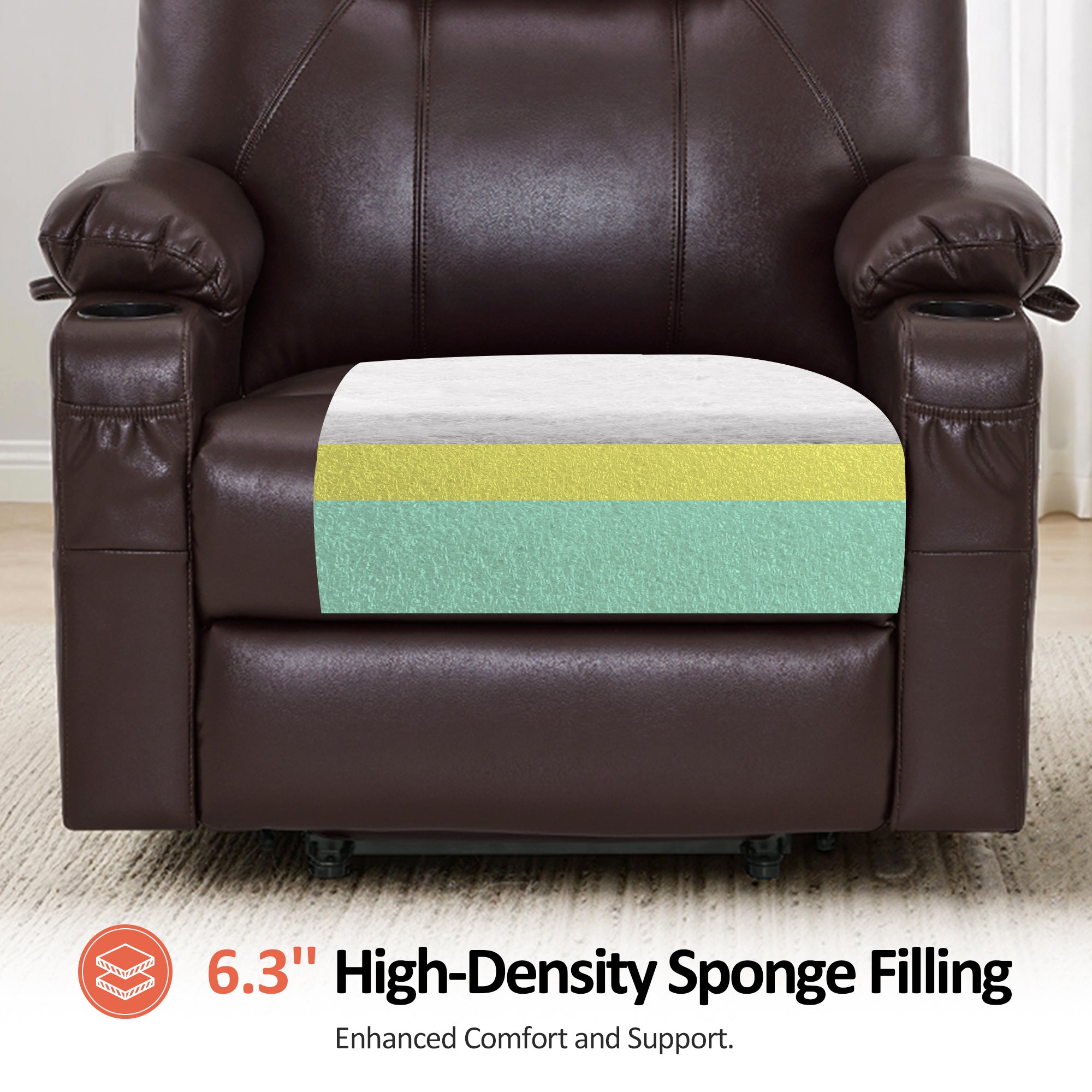 Power Lift Recliner Chair for Elderly, Massage and Heat, Faux Leather 7040|7516|7141|R7045|R7510|R7042