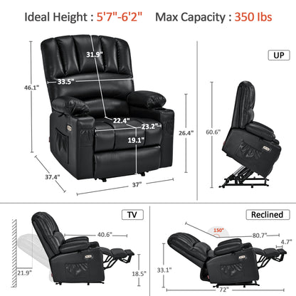 Power Lift Recliner Chair, Massage and Heat, Faux Leather 7095|7099|R7092|R7096
