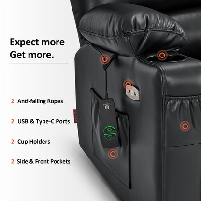 Power Lift Recliner Chair, Massage and Heat, Faux Leather 7095|7099|R7092|R7096