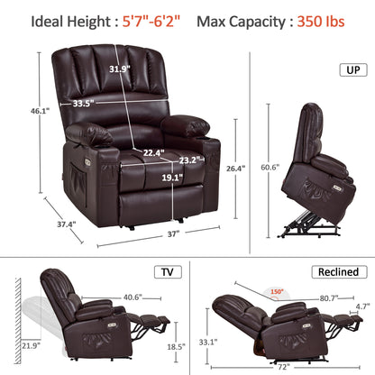 Power Lift Recliner Chair, Massage and Heat, Faux Leather 7095|7099|R7092|R7096