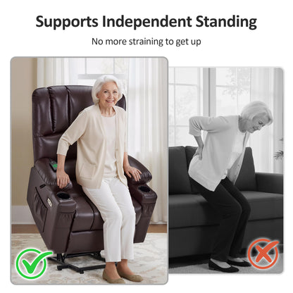 Power Lift Recliner Chair, Massage and Heat, Faux Leather 7095|7099|R7092|R7096